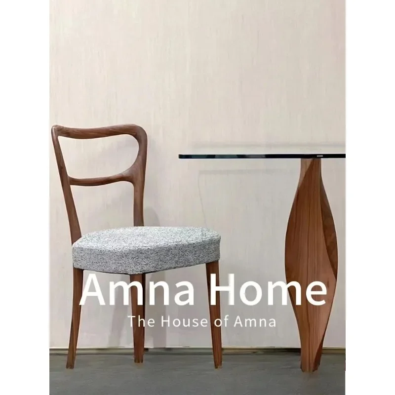 Nordic black walnut solid wood dining chair retro home chair designer back chair simple
