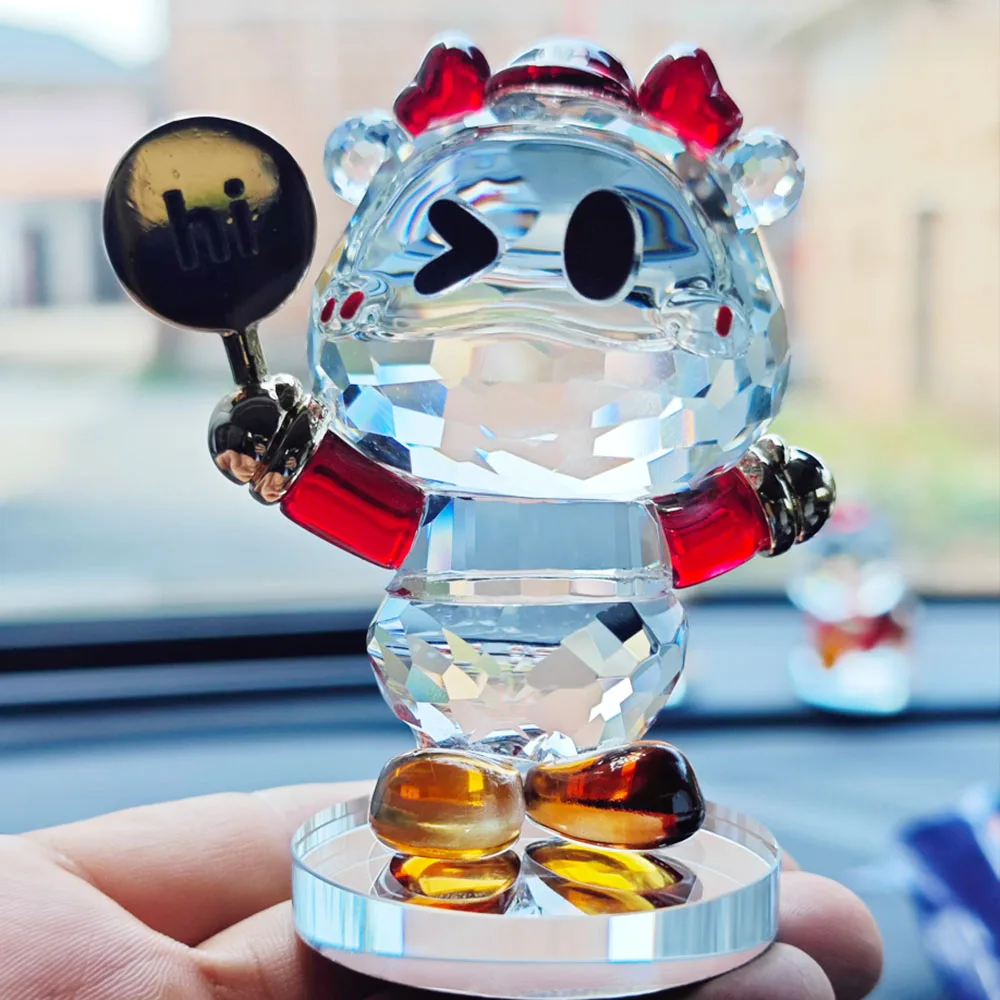 

2026 Новая австрийская хрустальная статуя снеговика, декоративные резные автомобильные украшения, пресс-папье, украшение для дома, подарок на Рождество