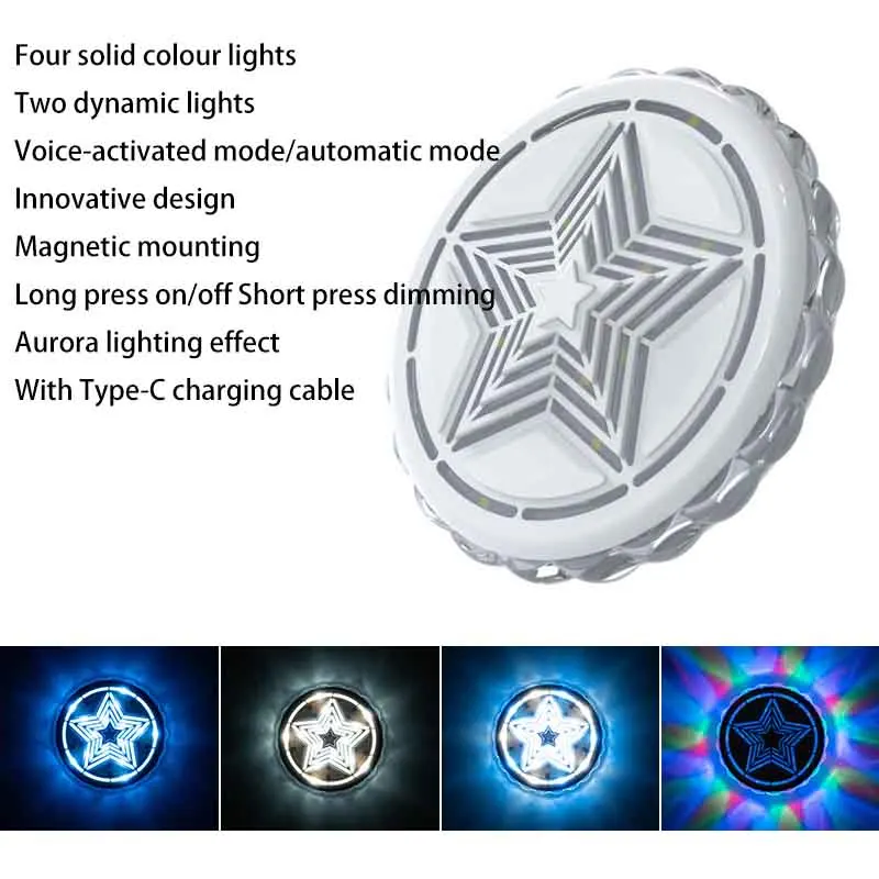 Installation-free Car Roof Interior Ambient Light LED Car Dazzling Ambient Light Creative Caravan Decoration Light Reading Light