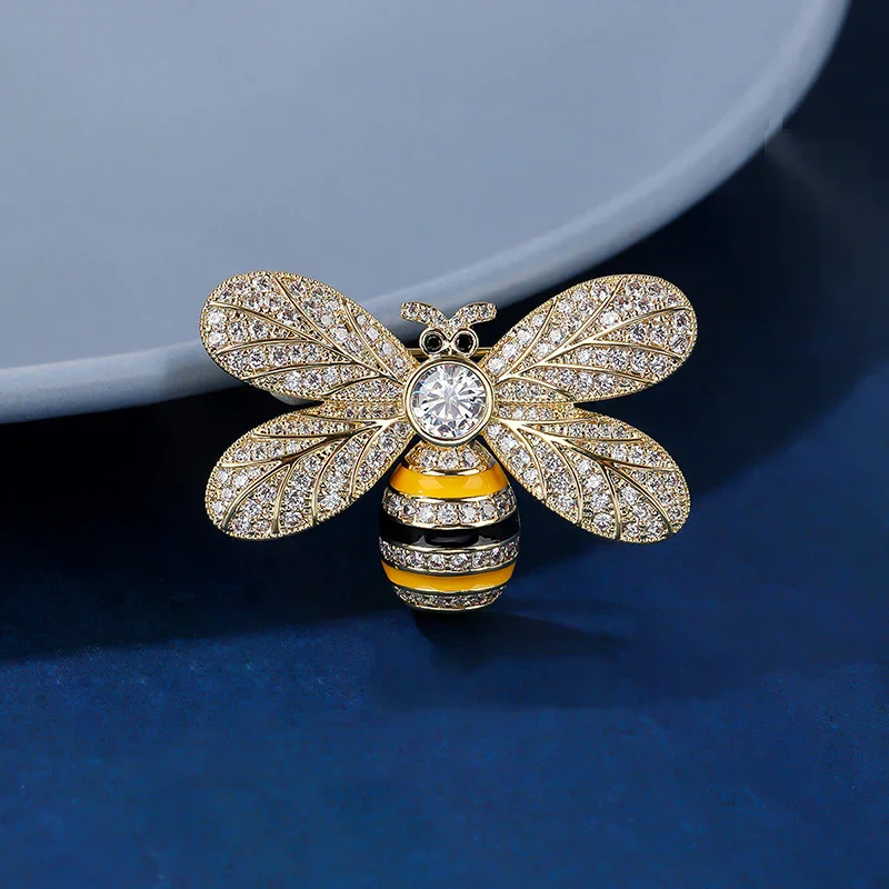 Fashion Rhinestone Bee Enamel Brooches Women Clothing Jewelry Party Accessories