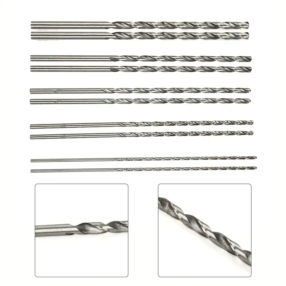 10pcs 150mm Extra Long HSS High Speed Steel Drill Bit Set Straight Shank Auger Bits For Rotary Tool 2mm 3mm 3.5mm 4mm 5mm