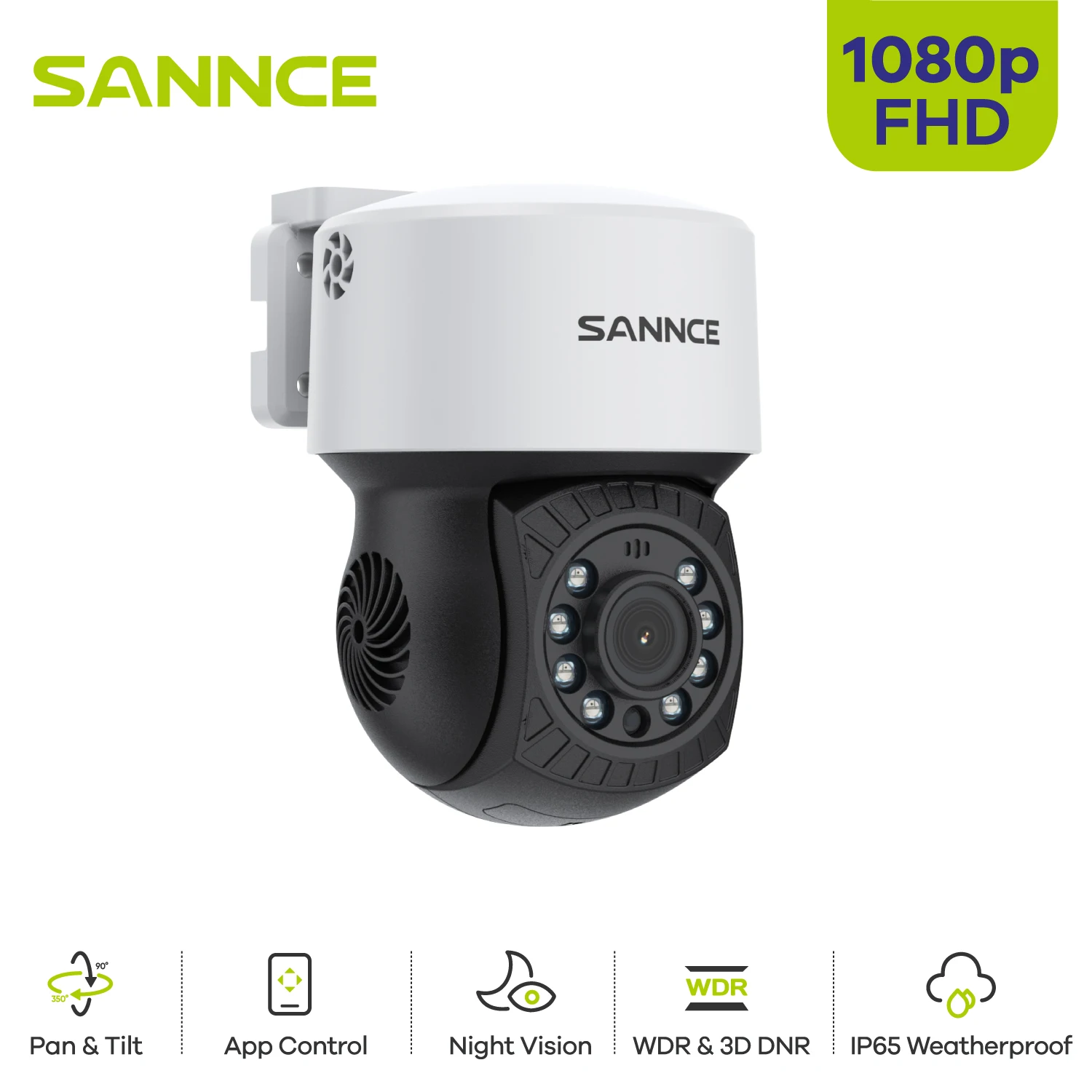 SANNCE AHD 1080P High Clarity Bullet Camera 3.6mm lens supports mobile phone APP DVR Clear day and night vision with auto IR-cut