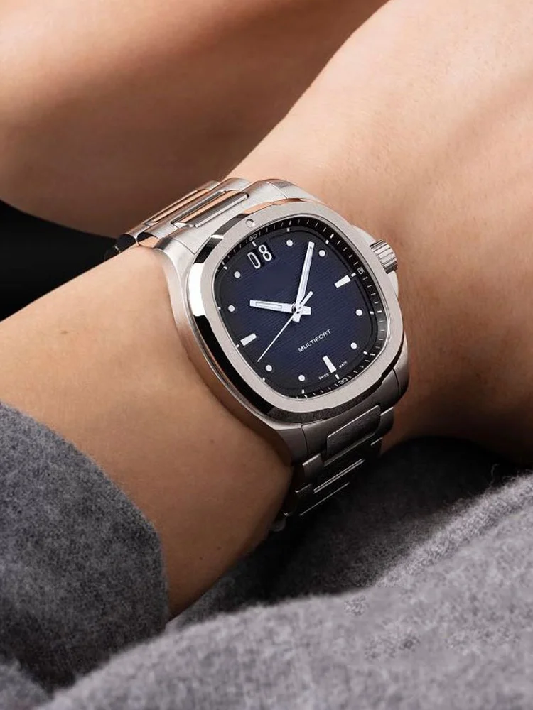 オリジナル湾曲した男性ラバー時計ストラップミド新マルチフォートテレビ M049.526 スポーツ時計バンドクイックリリースグリーンブルーシリコンバンド