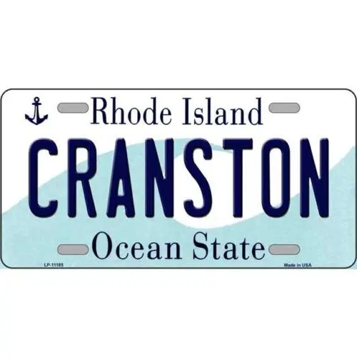 Cranston Rhode Island Novelty Art License Plate Metal Tin Sign Plaque Wall Decor