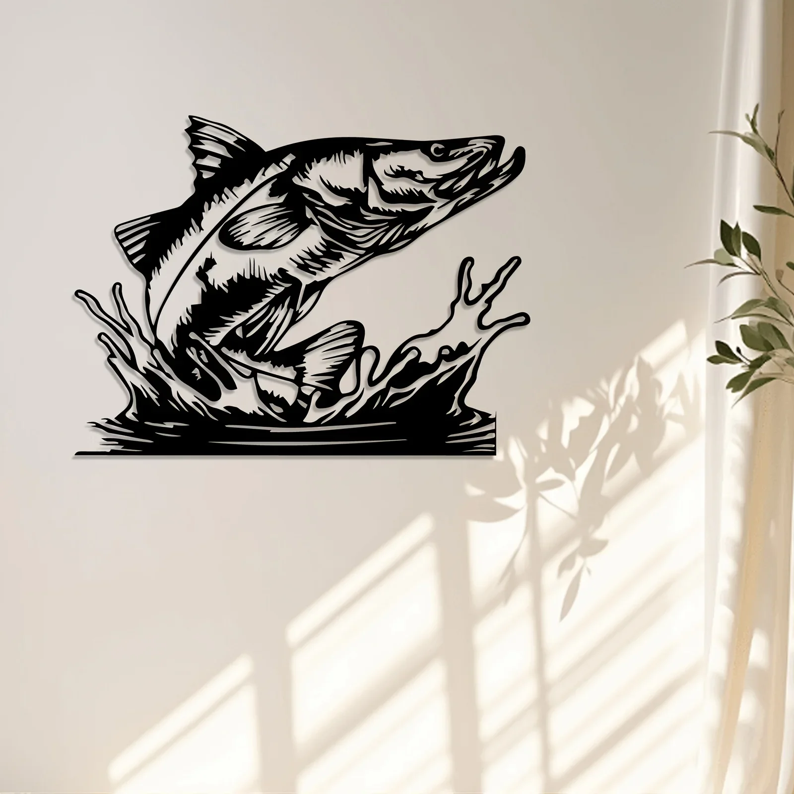 1pc Snook Fish Metal Wall Art, Rustic Fish Iron Wall Sculpture, Rust‑Proof Indoor‑Outdoor Home & Office Wall Decor