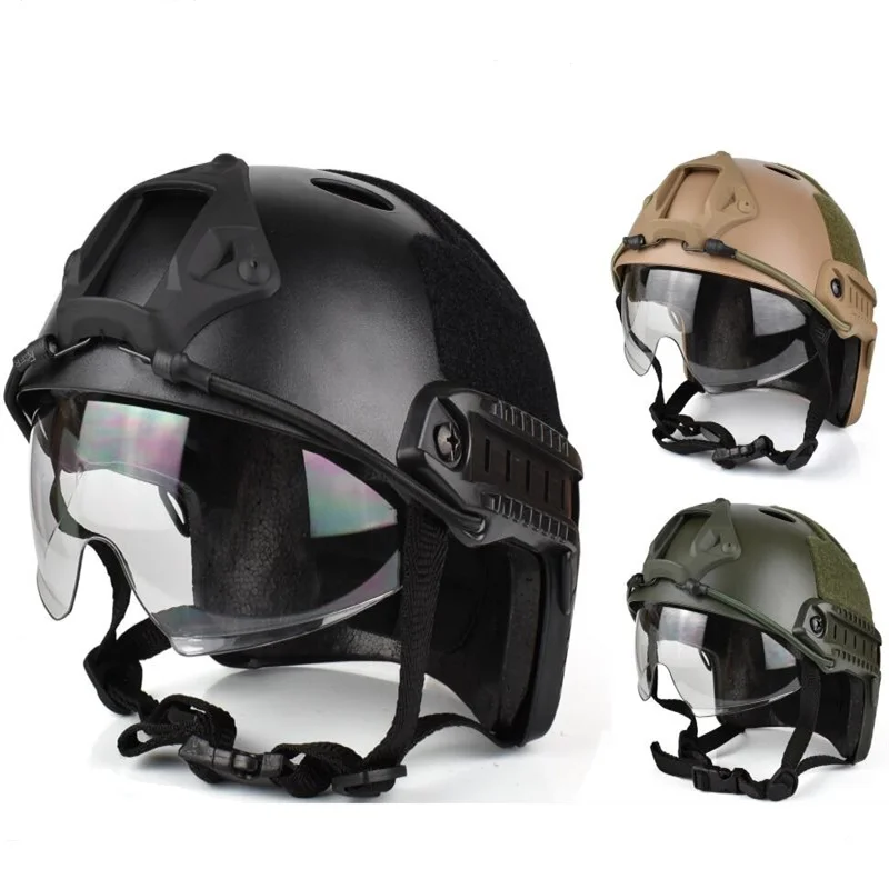 

zlangsports FAST PJ Tactical Military Airsoft Helmet with goggles Outdoor Painball CS SWAT Helmet Riding Protect Equipment