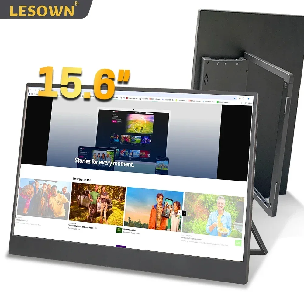 

LESOWN Portable 4K 3840x2160 IPS Monitor 15.6 inch Touchscreen HDMI Type-C 1080P Display Plastic Shell with Adjustable Bracket