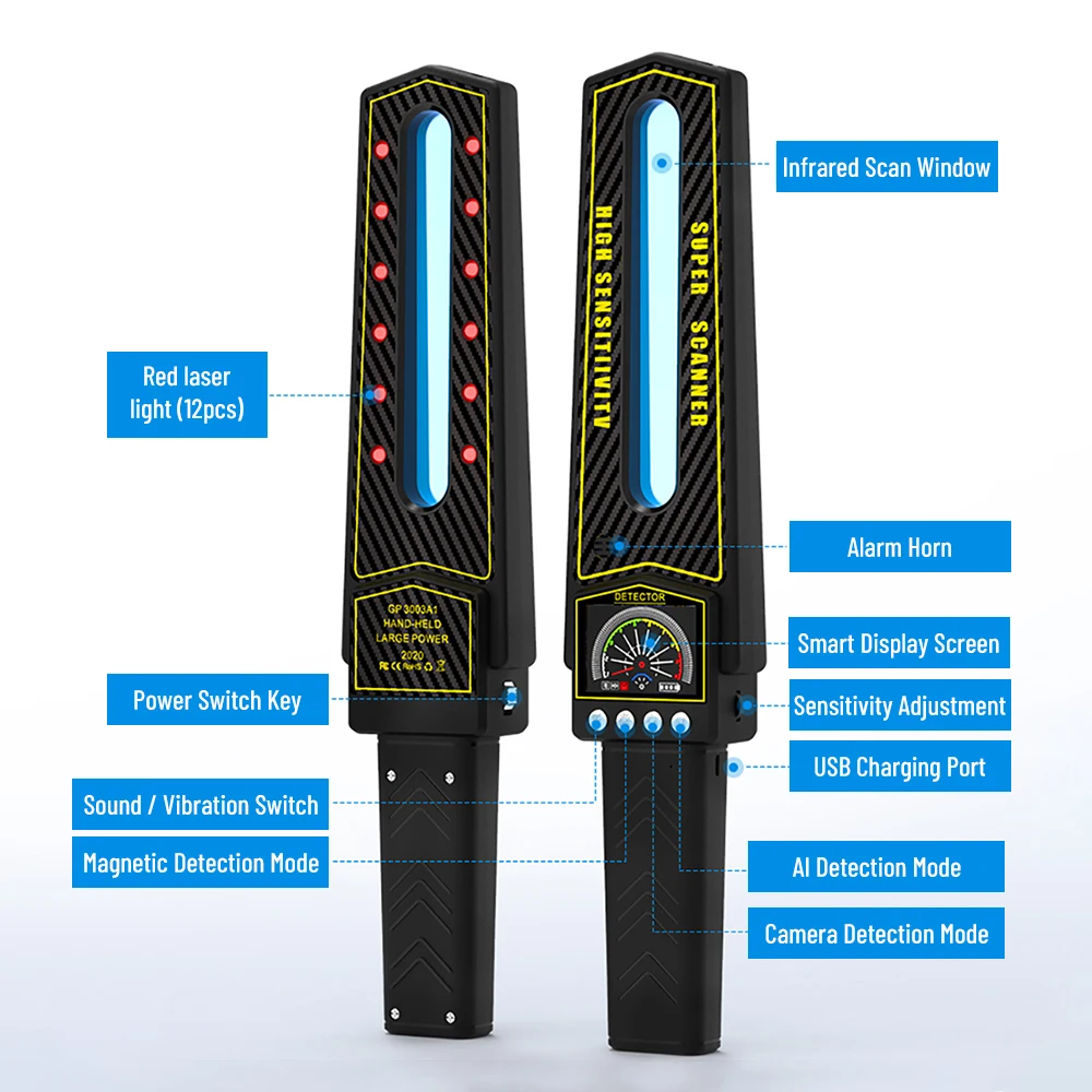 Detector Anti-candid de mano GPS inteligente AI Chip de detección de interferencias Wifi GSM Spy-cam señal inalámbrica Mini Bug Finder