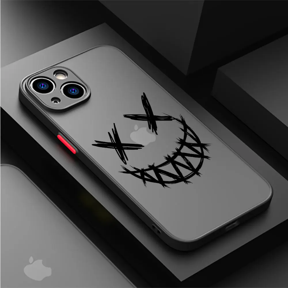 Case for Apple iPhone XS Max 11 Pro SE XR 7 8 Plus 14 Pro 13 Mini 15ProMax 12 15 Plus Clear Smiling Devil Matte Cover Luxury