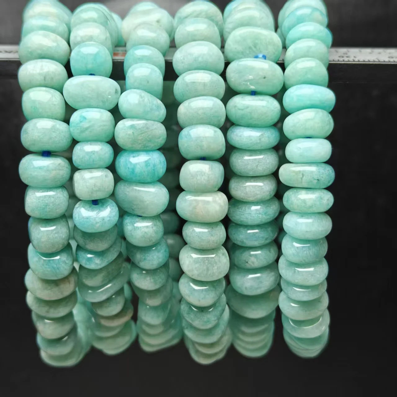 Xingyu Natürliche Amazonit Unregelmäßige Facettierte Rondelle Glatte Runde Lose Perlen für Schmuck Armband Handgefertigter Schmuck – Detail 2