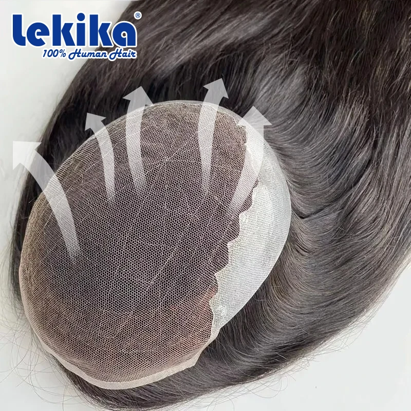

Hairpiece Q6 Swiss Lace Toupee Long Human Hair Topper For Women Breathable Lace Front Human Hair Wig Blenched 100% Human Hair