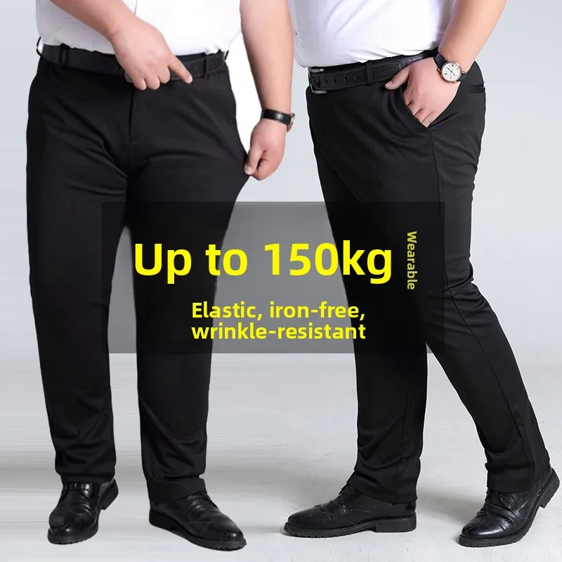 

plus Size Men's Casual Busin Trousers Loose Fit Straight Leg Long Pants Dad Sle Comfortable Fat Friendly Westwear
