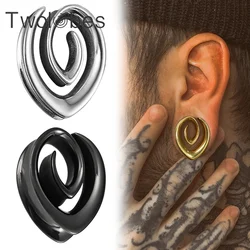 Twolobes 2PCS Spiral Simple Saddle Plugs Hangers Tunnels Gauges for Stretched Lobe Ear Piercing Women Body Jewelry Dilations