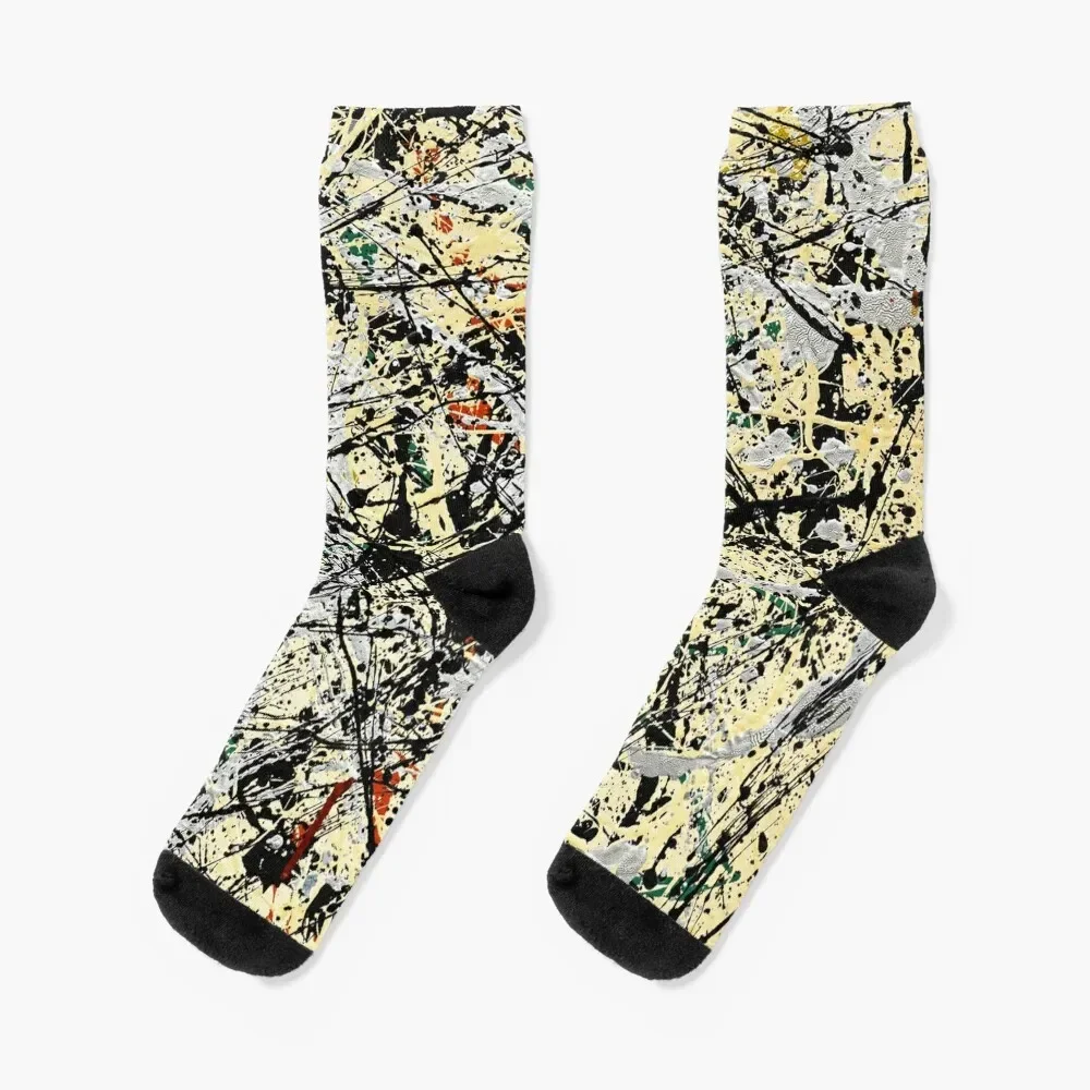 

Number 32-Jackson Pollock Socks moving stockings Novelties happy Toe sports Women's Socks Men's