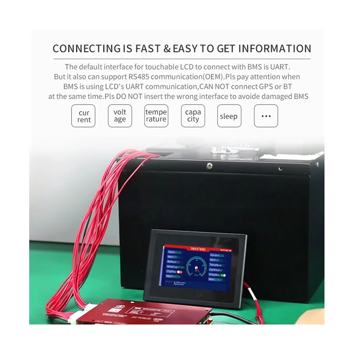 Protocole de communication BMS USB-UART vers PC, câble UART pour batterie VeFePO4 Eddie Ion NCM LTO, Daly Smart BMS, 4S vers 32S