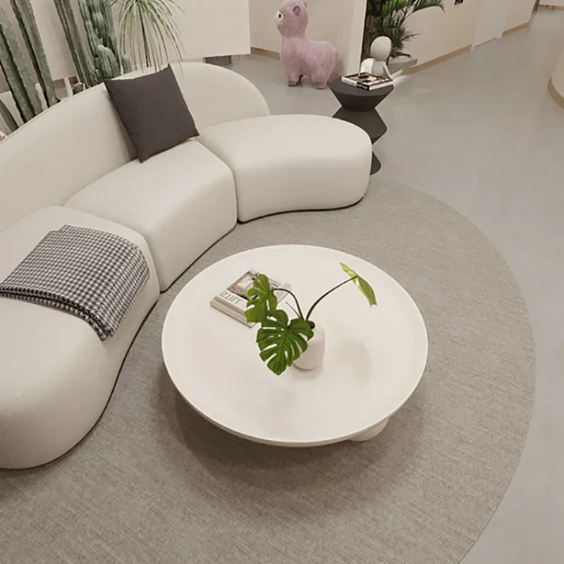 2024 New Round Cream Style Tea Table Living Room Home Nordic Simple Modern Small House Sofa Round Table Entryways Room Furniture