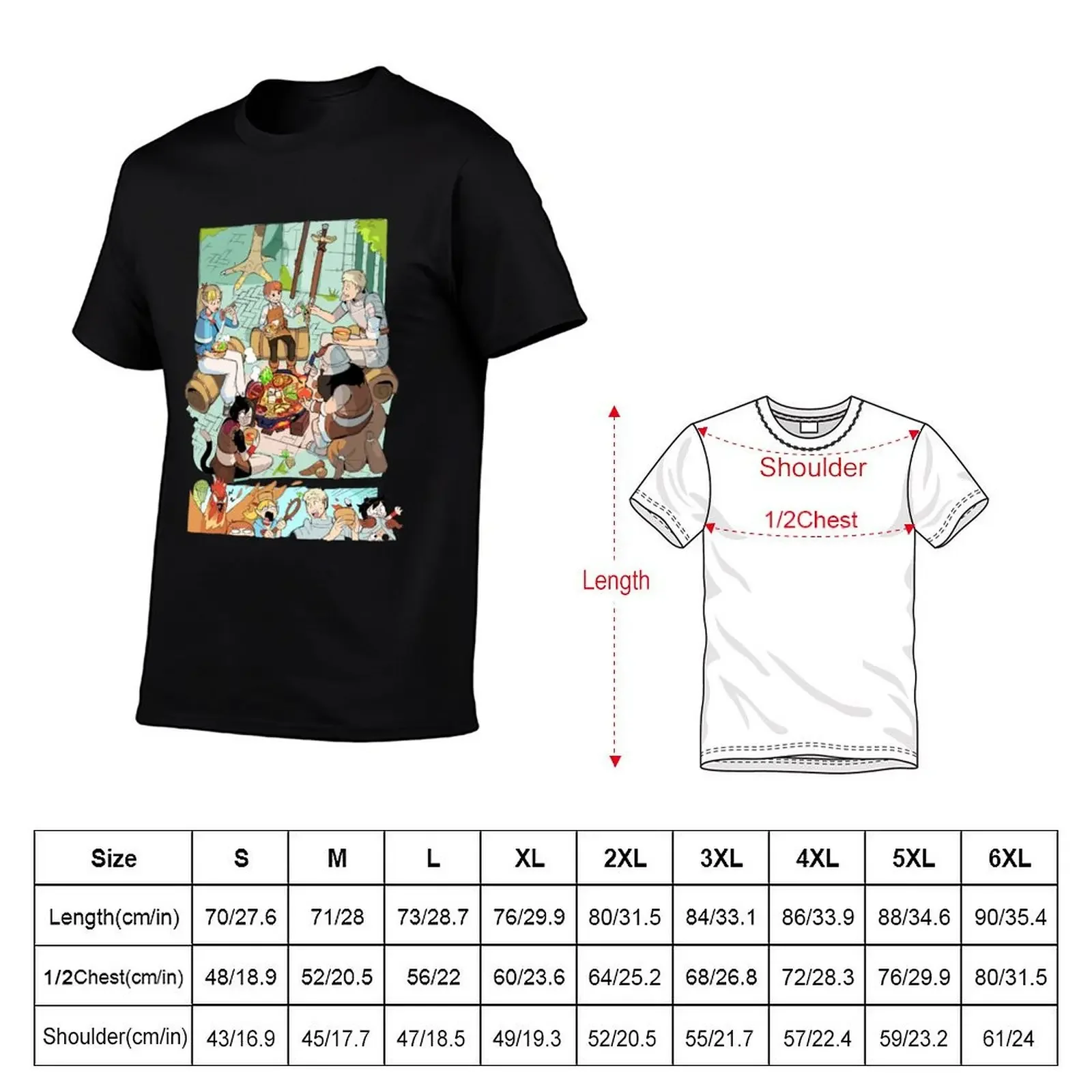 Dungeon Meshi Let's Eat T-Shirt rapper graphic tees man clothes luxury t-shirt funny shirt cotton anime shirts men