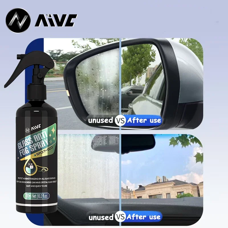 AIVC Long-Iasting Anti-Fog Spray Car Glas: Rearview Mirror, Windshield Coating, Oil Removal Film, Necessa Safe Driving.