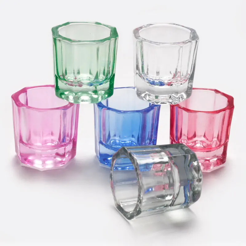 Vaso de cristal acrílico para decoración de uñas, 1 unidad