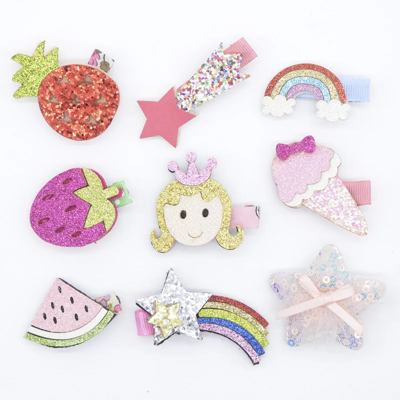 12Pcs 30*48mm Kawaii Pads Glitter Fabric Ice Cream Applique for DIY Crafts Headwear Hair Clips Bow Decor Accessories Patches