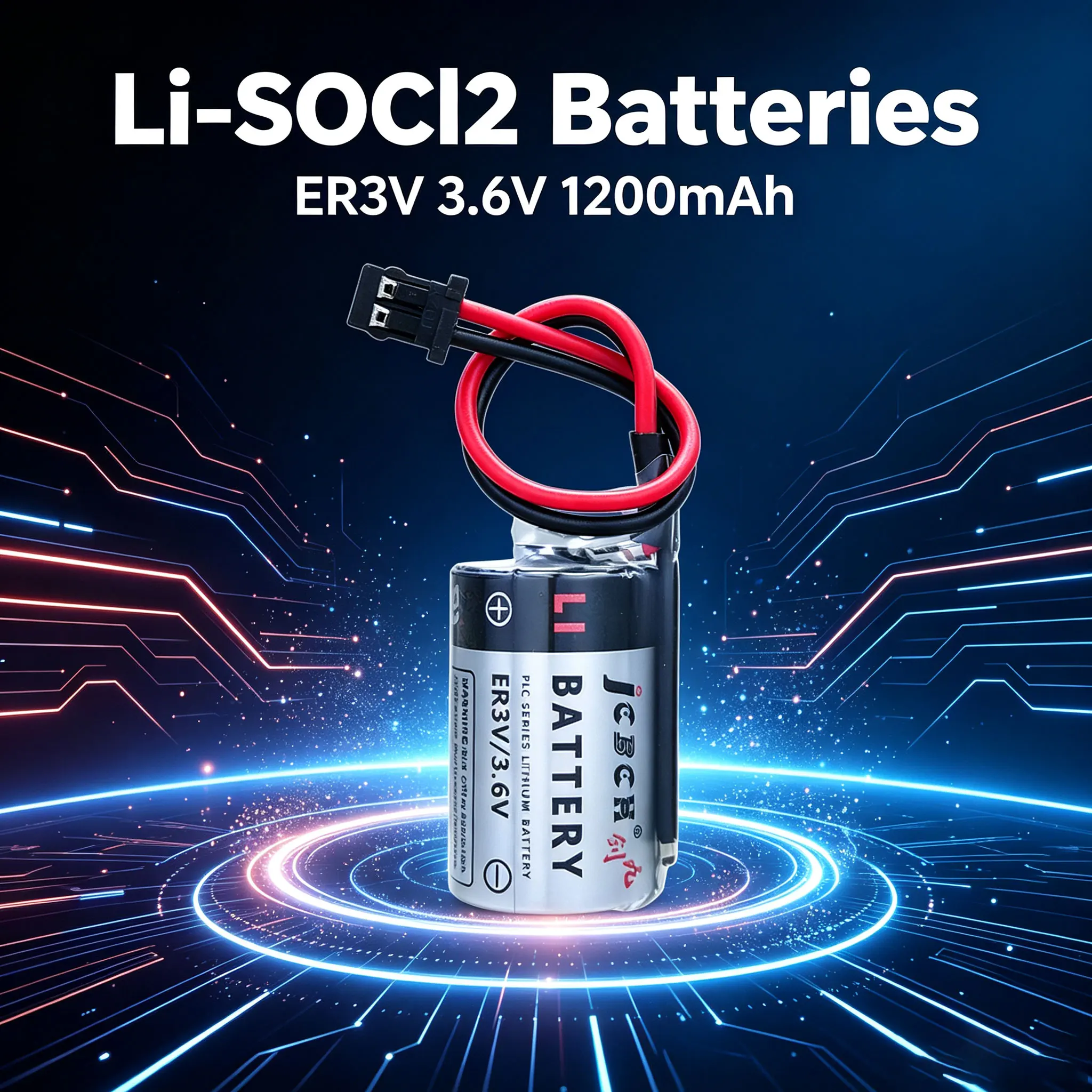 ER3V Li-SOCl2 Batteries 3.6V Automation Equipment CNC Machine Tool Machining Center Driver Gas Detector with DF13 Plug