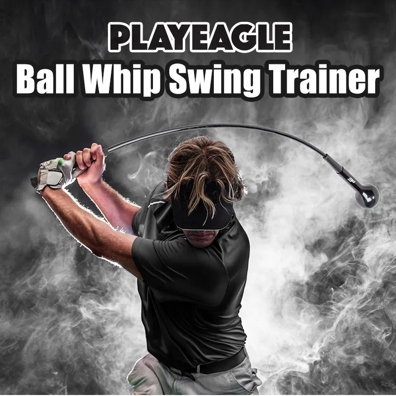 PLAYEAGLE Golf Swing Trainer Standard Grip Weighted Head Ball Whip Golf Practice Training Aid Stick Improve Club Speed Strength