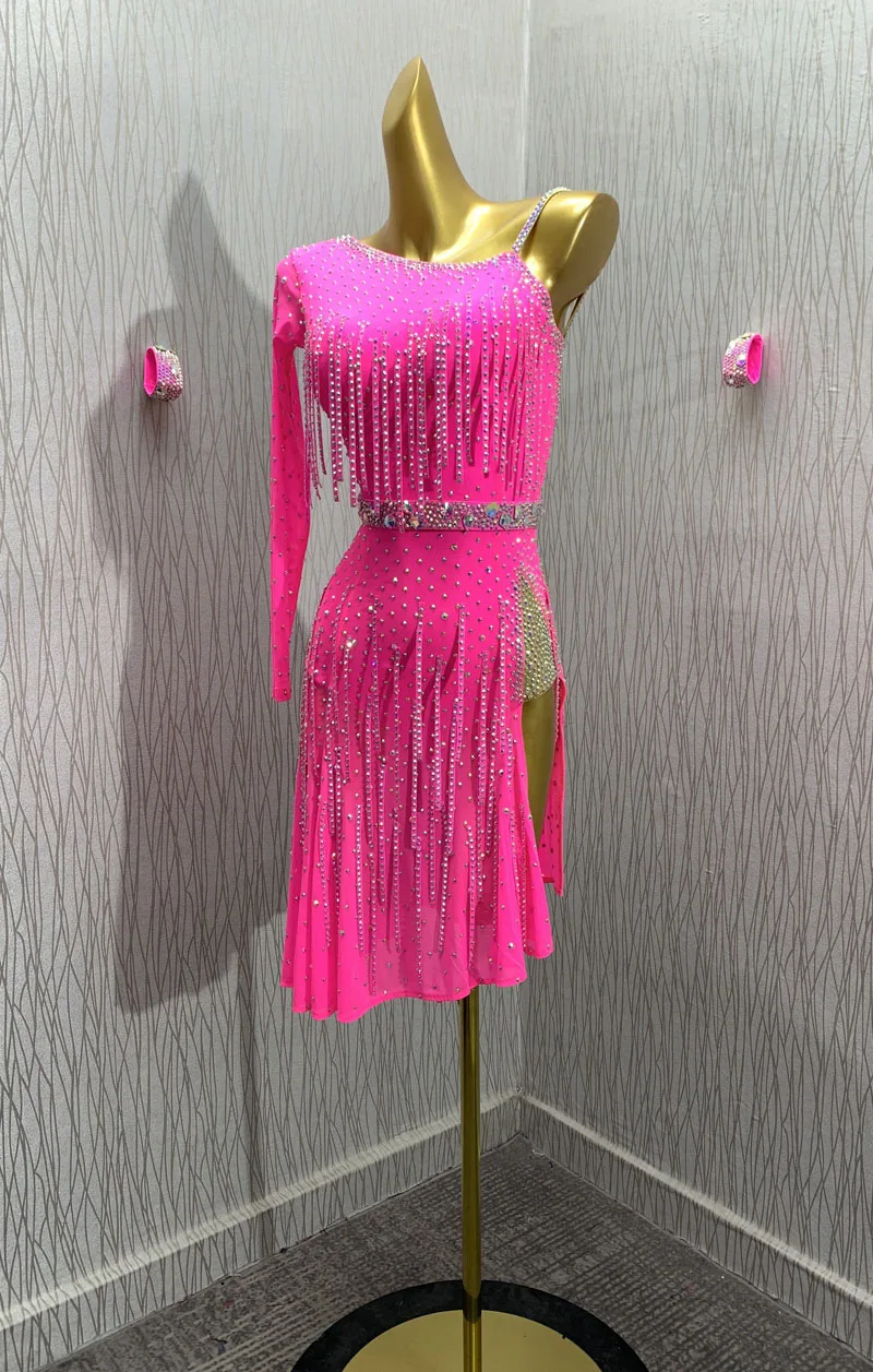 latin dance dress costume latin dancewear ladies dresses costume  sexy latin wear One Shoulder Latin Dance competition