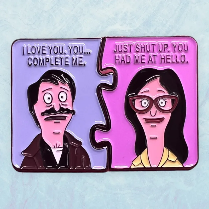 Bob Belcher And Linda Love Poems You Complete Me Enamel Pin Say The Words Of Your Heart To Your Sweetheart Through This Brooch