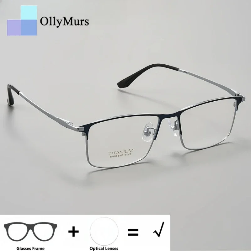 

Мужские квадратные очки OLLYMURS для коррекции близорукости и дальнозоркости, прогрессивные очки из титана с защитой от синего света и антибликовым покрытием, оптические очки по рецепту