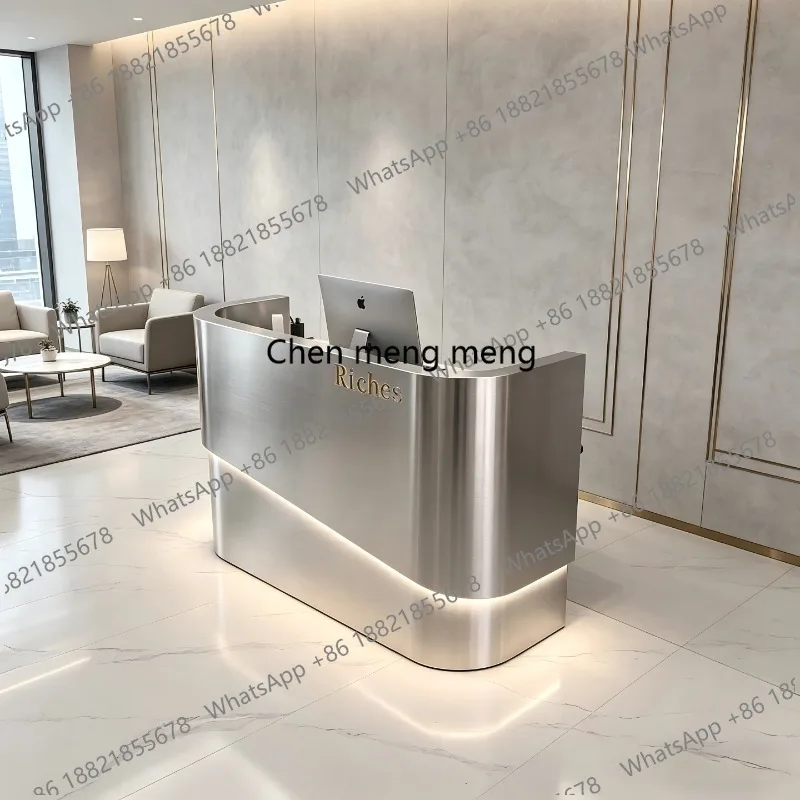 Light luxury stainless steel checkout page clothing store bar reception desk beauty salon company front desk