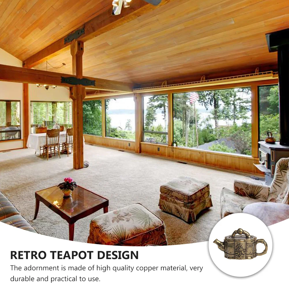 

1Pcs Copper Teapot Home Ornament Retro Style Desktop Decoration Creative Chinese Design Table Decor Desktop Decor