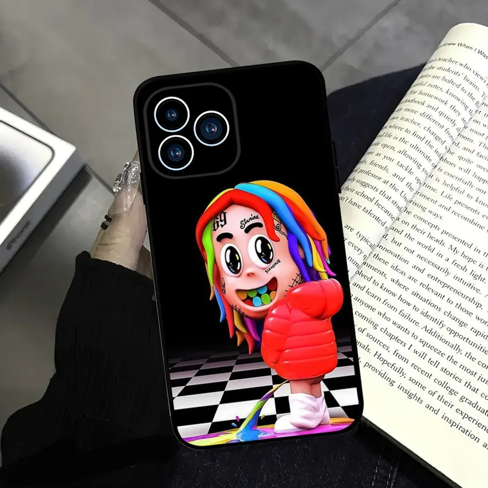 Rapper 6ix9ine Phone Case For iphone13 12 11 14 15 Pro Max XS Max XR X 14 15Plus Black Silicone Soft  Cover