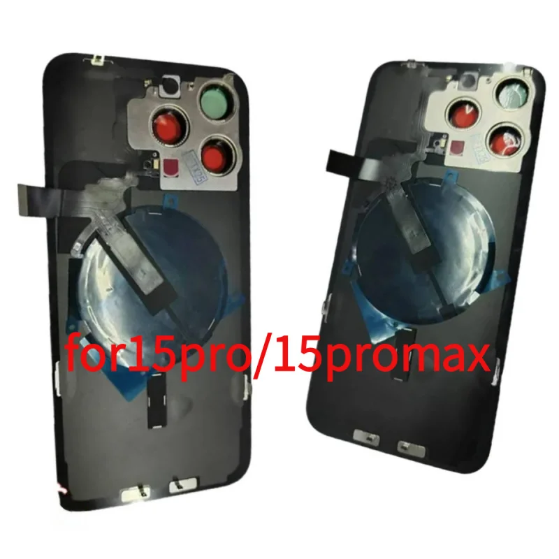 Back Glass Cover with Camera Lens Iron Plate Magnetic Ring for Iphone15 Pro