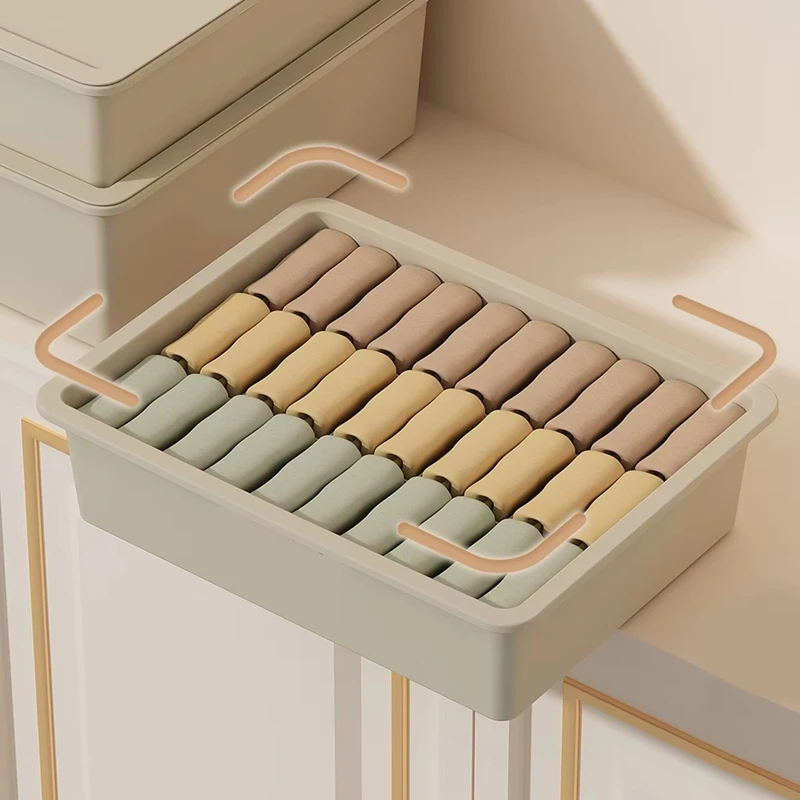 Large Capacity Storage Box For Wardrobe Organization - Multi-Grid Plastic Organizer For Underwear, Clothes,Socks