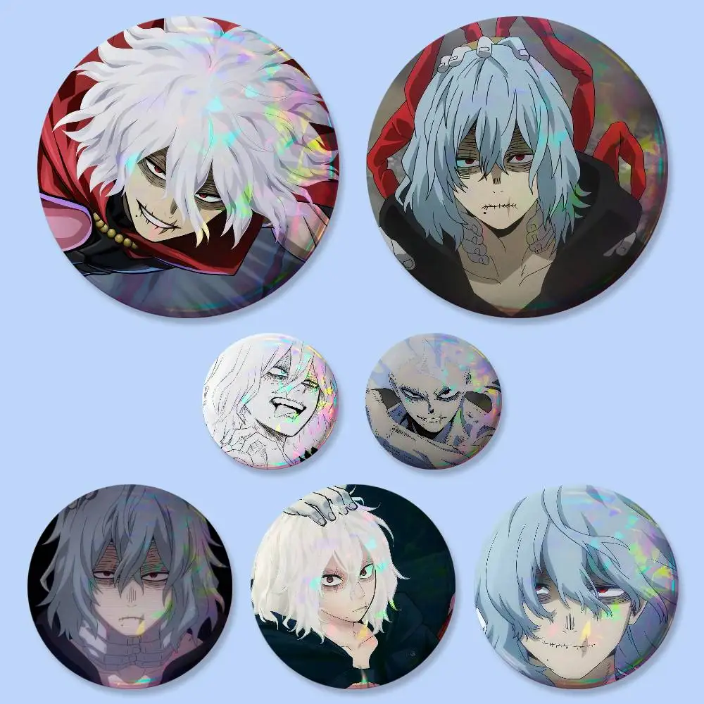Anime Tomura Shigaraki Cartoon-Abzeichen 25 32 44 58 75 mm Runde Cosplay-Pins Taschendekoration Fansammler Freunde Geschenke Brosche Souvenir