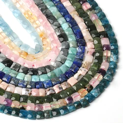 AAA 10mm Faceted Square Gems Beads Natural Lapis Lazuli Aquamarine Amazonite Canada Jade Stone Beads For Jewelry Making Findings