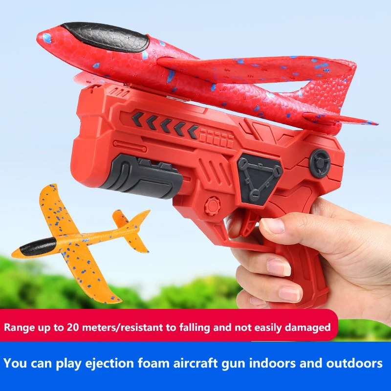 Catapulte à Avion – Pistolet Lanceur Jouet Extérieur, Avion En Mousse Léger, Portée 10-18 M, Cadeau Anniversaire Enfant Garçon Fille Dès 3 Ans