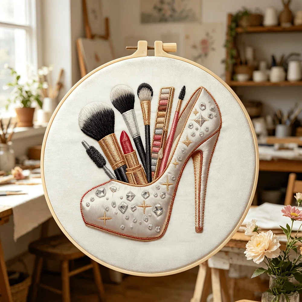 Beginner Friendly DIY Embroidery Kit Full Stitching Accessories Preprinted Fabric Embroidery Hoop Handcraft Indoor Decoration
