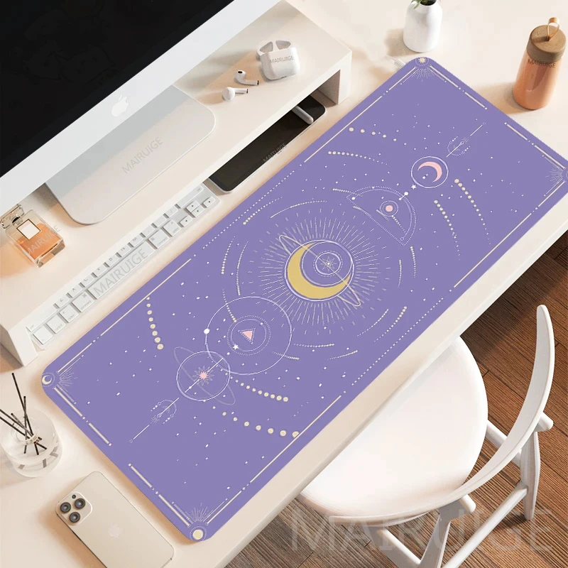 Kawaii Moon Star Mouse Pad Desk Accessories Playmats Cute Lapto Gamer Purple Pink Magic Large Keyboard MouseMat Home Decor