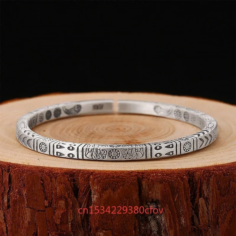 Retro Fashion New 999Silvering Personality Totem Bracelet Jewelry High Profile Personalized Simple Lucky Gift for Girl