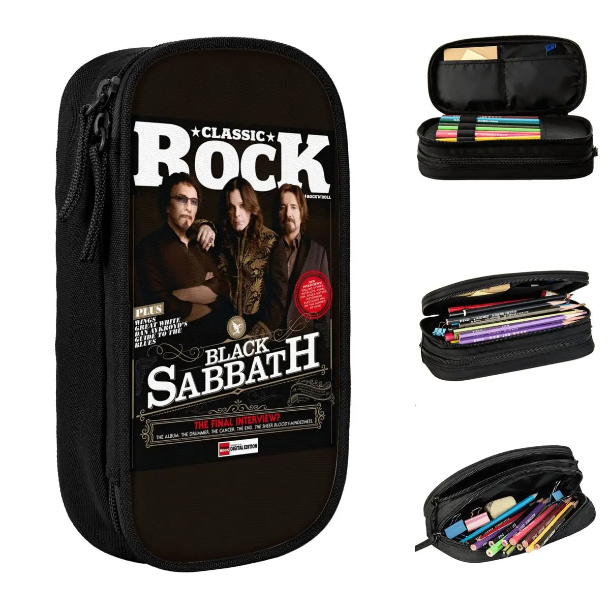

Черный Sabbath And Ozzy Osbourne Rock Band Пенал Школьные пеналы Холст для девочек и мальчиков Большой пенал Школьные канцелярские принадлежности
