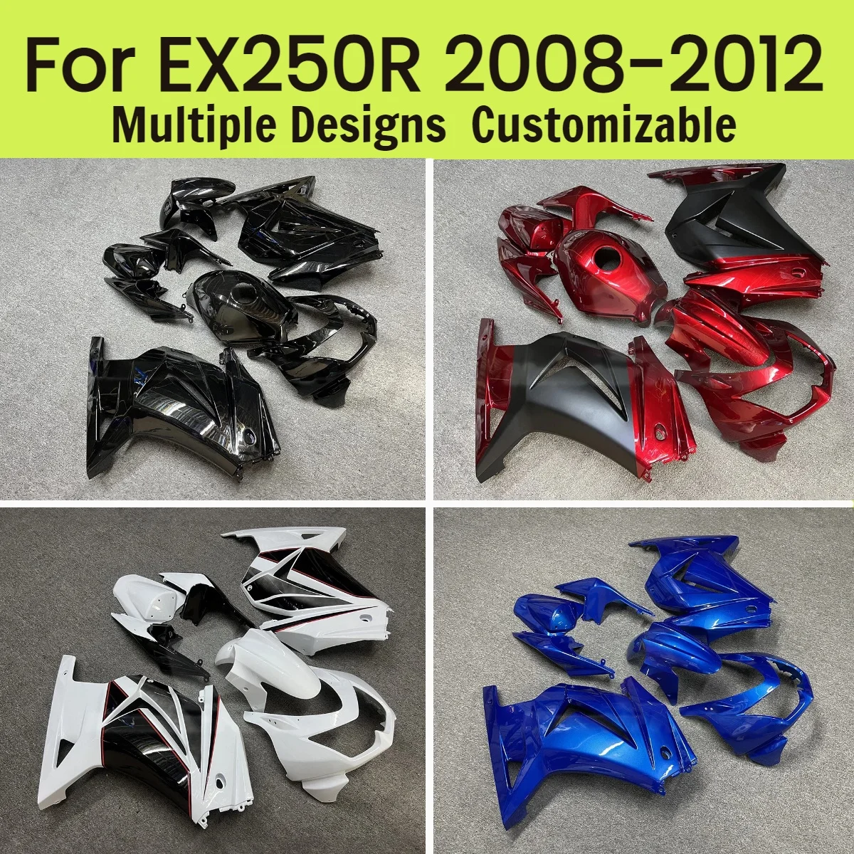 

Motorcycle Parts Fairings EX250R 2008-2012 Injection Bodywork Set Fairing Kit for Kawasaki Ninja250 08-12
