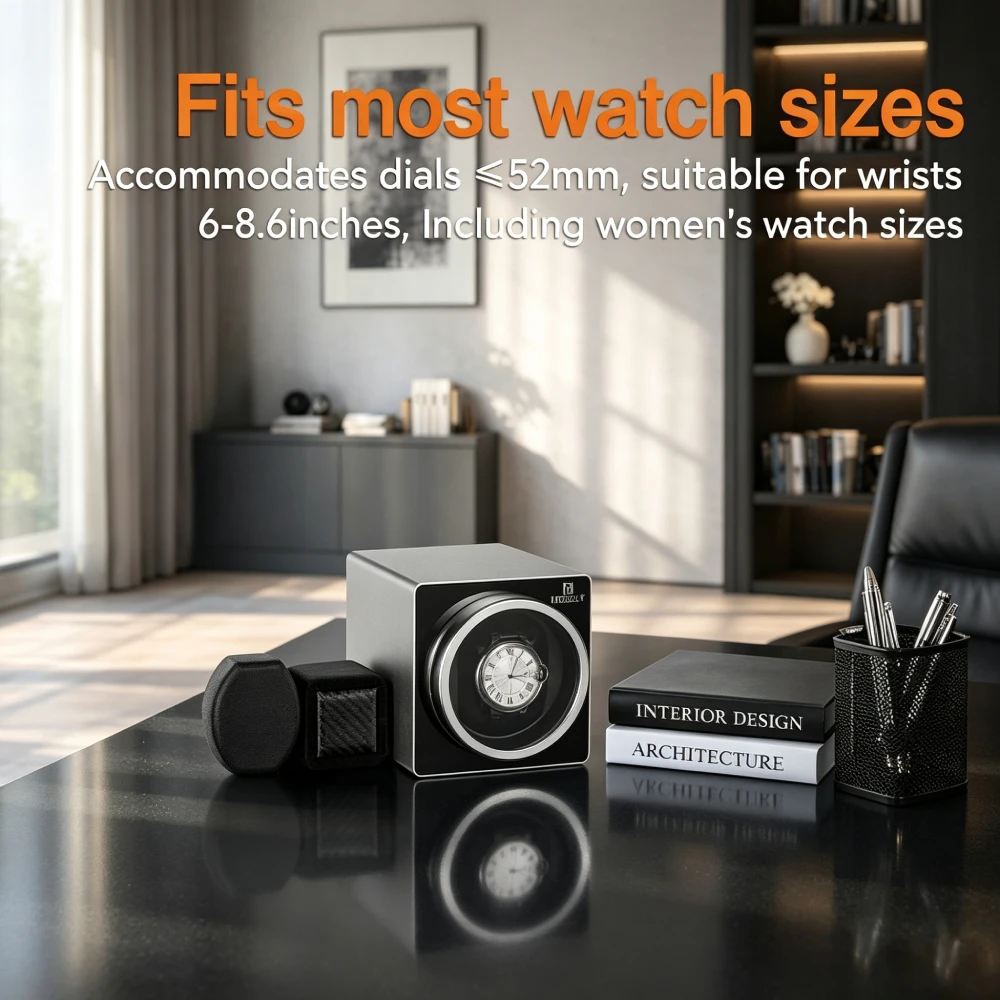 Mozsly Luxury Single Watch Winder, 20dB Ultra Quiet Japanese Motor, 12 TPD Custom Programs & 3 Rotation Modes, Dual Power, Modular Anti-Magnetic, for Display Case, Fits Rolex Omega