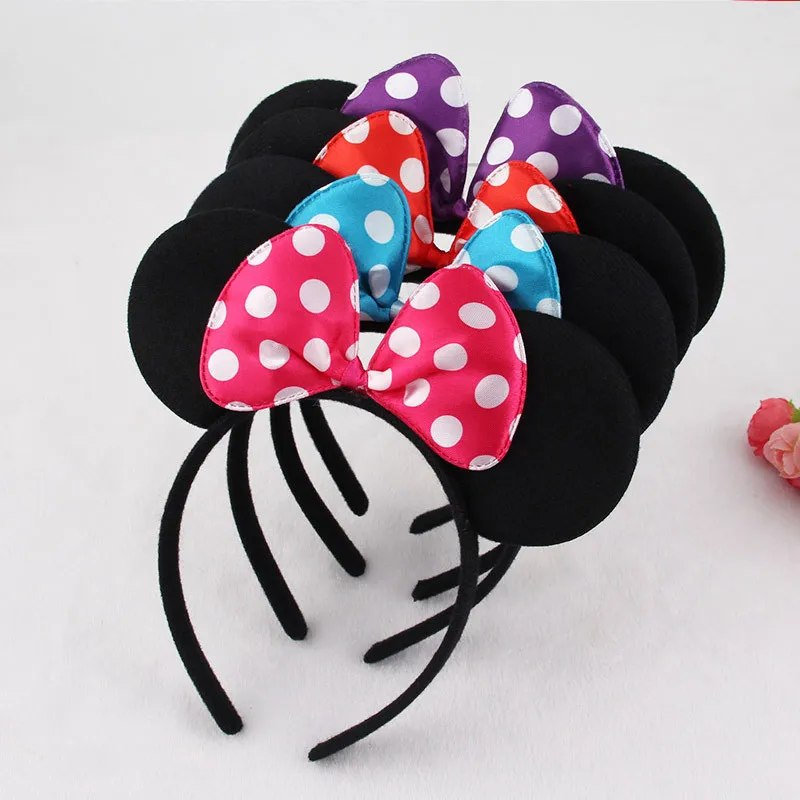 12 قطعة من آذان ميكي ميني باللونين الأسود والأحمر والوردي، عصابة رأس على شكل فيونكة ديزني، مستلزمات هدايا لحفلات أعياد الميلاد #2