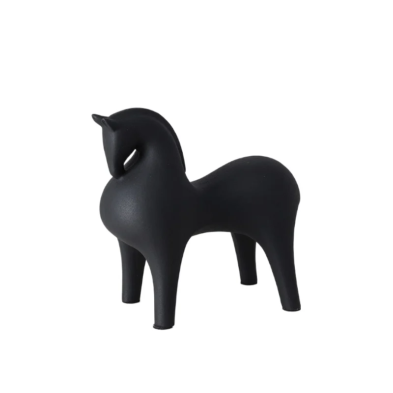 Medieval style horse statue ornaments, modern home decor in a quiet and elegant style, fat horse resin sculpture ornaments