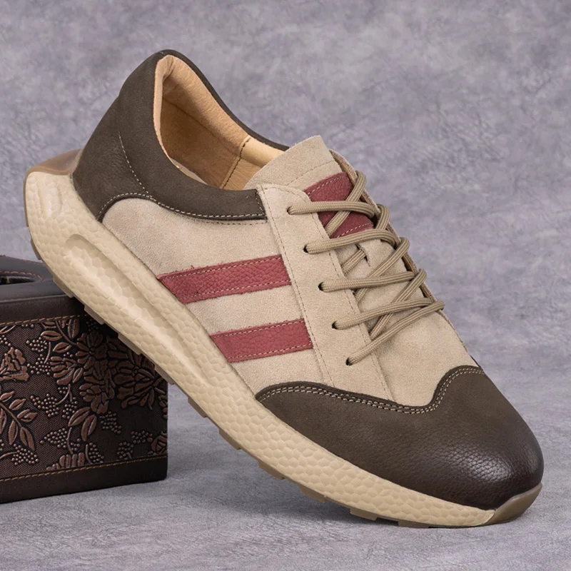 

Мужские повседневные кожаные туфли, дышащие, мягкие, для активного отдыха, из натуральной кожи, осенне-зимние, новые