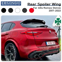 For Alfa Romeo Stelvio Rear Spoiler ABS Plastic Carbon Fiber Look Hatchback Roof Rear Wing Body Kit Accessories 2017-2022