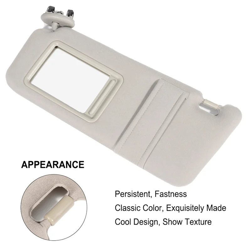 غطاء حاجب من الشمس للسيارة باللون البيج الأيمن لسيارة تويوتا كامري 2007-2011 بدون فتحة سقف وأضواء