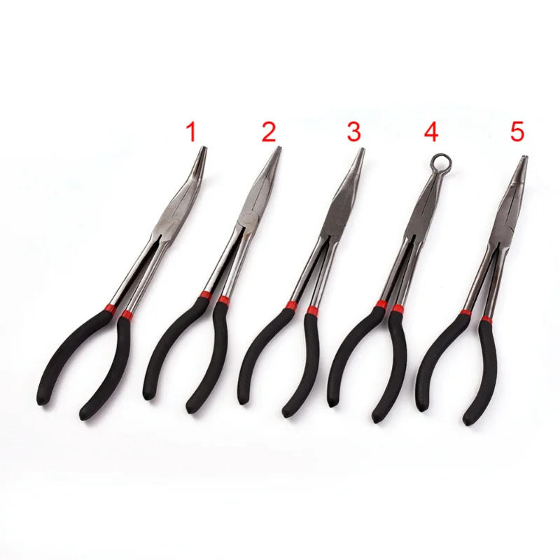 45# Carbon Steel Lengthened Jewelry Plier Sets 25° 45° 90° Curved Nose Plier for Handcraft Making DIY Tool Repair Accessories