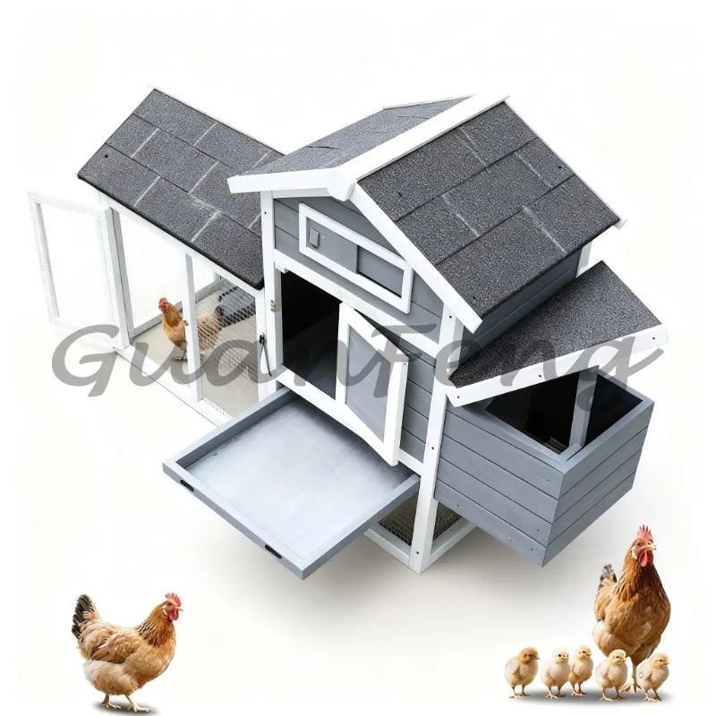 Solid Wood Waterproof Outdoor Pet Hutch Multi‑Purpose Coop for Rabbit Chicken Duck Pigeon Cat Household Use